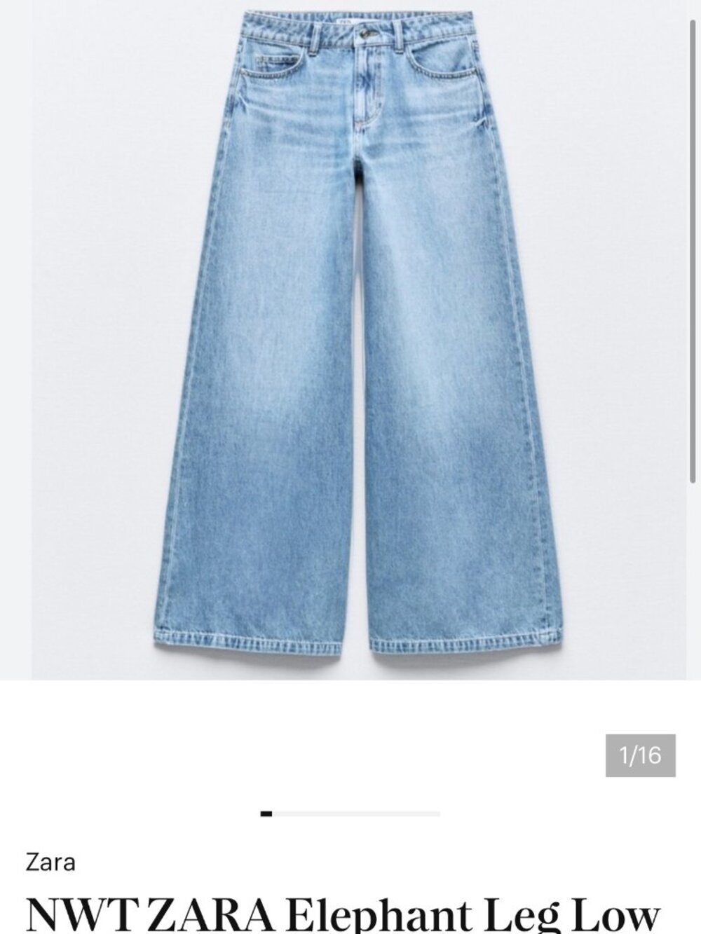 Zara Light Blue Elephant Wide-Leg Jeans Women’s 2